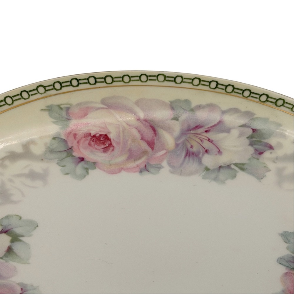 Antique German (K&L) Porcelain Handled Serving Platter Pink Roses Gold c.1910 - Picture 4 of 16